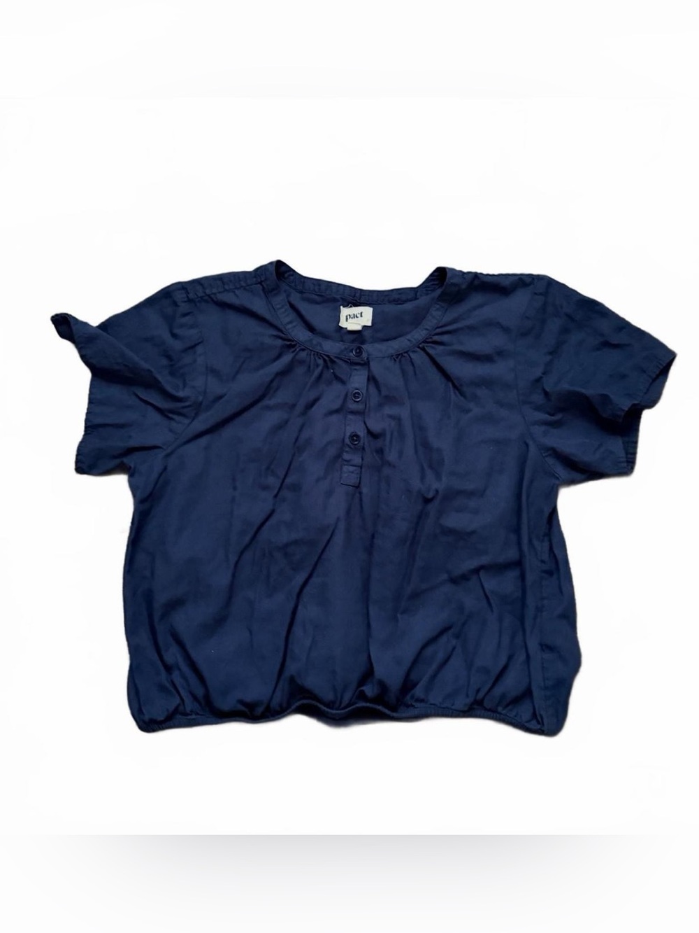Pact Front Navy Short Sleeve Women's Top